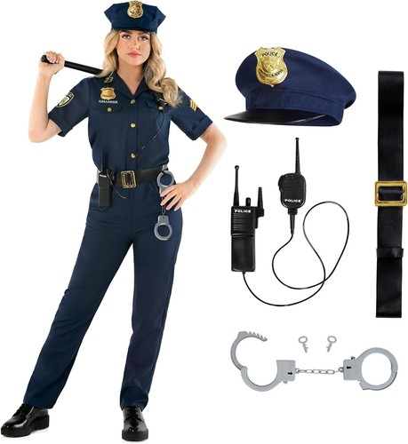 Blauer polizistin kostüm - polizistin,
