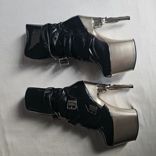 PleaserUSA Damen Gogo-Platform-Boots Bondgirl-1020B PW schwarz silber matt