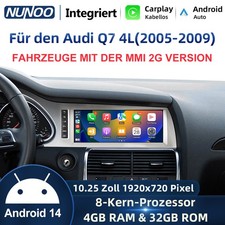 10.25"Android14 autoradio Für Audi Q7 4L MMI2G 2005-2009 CarPlay Bluetooth Navi