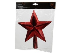 21cm Christbaumspitze Stern Strukturiert Weihnachtsbaumspitze  Weihnachtsrot