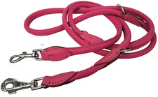 HUNDELEINE, Runde Leine, 220cm/12mm, Nappa Leder  ROSA Handarbeit