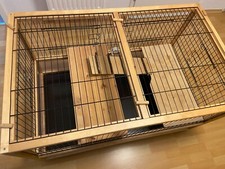 Meerschweinchenstall mit 3 Etagen und Rollen, 2 Transportboxen, weiteres Zubehör