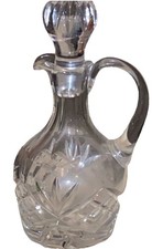 Geschliffene Kristallglas Karaffe Essig Öl Flasche mit Stopfen Vintage Geschirr