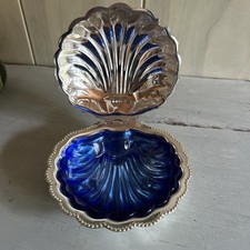 Vintage Muschel Kaviarschale mit Glaseinsatz – Made in England Sammlerstück
