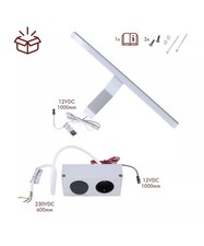 LED Aufbau Spiegelleuchte Lancea 34cm Steckdose & Schalter, silber