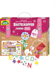 Jumbo Bastelkoffer mit 800 Teilen - Bastelset aus Papier Moosgummi Strasssteine