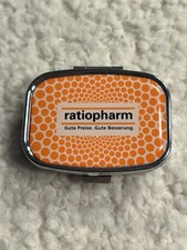 Ratiopharm * Pillendose * orange/silber * Kult Metalldose *