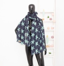 Becksondergaard Schal blau Sternenmuster Tuch groß 50% Wolle 50% Seide...