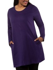 Big-Size Baumwolle Langarm Tunika Ulla Popken dunkel-lila   Gr. 46/48, 62/64 UP6
