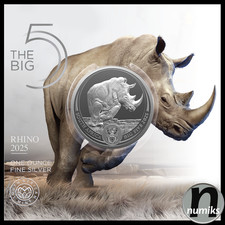 NASHORN 2025 Südafrika - 1 Oz Silber 999 - BIG FIVE III Serie - im Blister