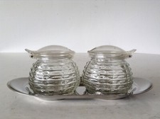 WMF Honigglas Marmeladenglas Menage, mit Cromargan Tablett