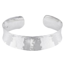 Silverly Silber gehammert Einfache gebogene Verstellbare Stulpe Armband