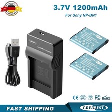 2x NP-BN1 Akku+LCD Ladegerät Für Sony Cyber-Shot DSC-W800 TX5B QX100 W320 WX220