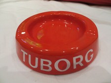 Aschenbecher rot Email für Garten Terrasse Wintergarten drinnen draußen Tuborg