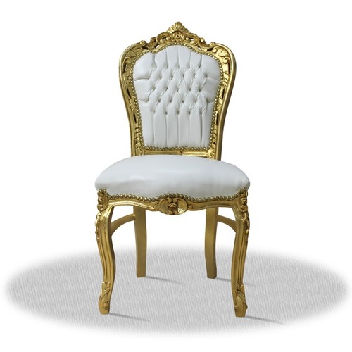 Barockstuhl weiss gold büro - barockstuhl,