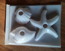 Gießform Stabkerzenhalter in Muschelform - Giesspulver Keraflott Raysin Gips