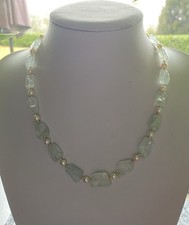 Schwere Aquamarin/Kette mit Akoya Zuchtperlen /14 Karat Gold /260 Karat