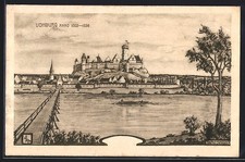 Künstler-AK Vohburg, Historische Ortsansicht mit Brücke, Wappen 