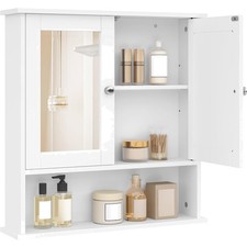 Spiegelschrank Badschrank Wandmontage Holz Badmöbel weiß