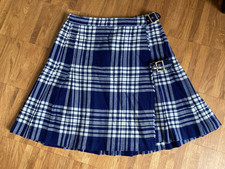 Minirock Schottenrock blau weiß mit Schnallen Bundweite 60 cm 70er Seventies