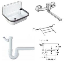 Ausgußbecken Stahlausgußbecken weiß mit Sifon Rost und Wandarmatur