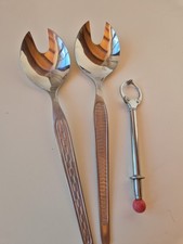 DDR - ABS 1x Salatlöffel  Karo - Schachbrett, 1x Salatlöffel, Zuckerzange