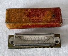 Vintage Miniatur Hohner PICCOLO Mundharmonika Mundorgel seltene Stempeltaste H (B)