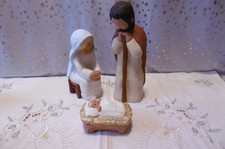 3 tlg Krippe heilige Familie pastellfarben original Singer Engel 20 / 27 cm