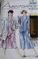 neue Mode Schnittmuster V 21306 Vintage 80er Kombination Jacke Bluse Hose weit