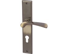 Langschildgarnitur Nelson messing/brüniert/satiniert PZ mit 2x Drücker für Wohnu