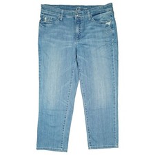 CAMBIO Norah Short Damen Stretch Jeans 7/8 Hose XL 46 W34 blau used Look Nieten