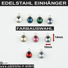 Anhänger Charm Einhänger Zirkon Edelstahl Schmuck Kettenanhänger Strass 10mm
