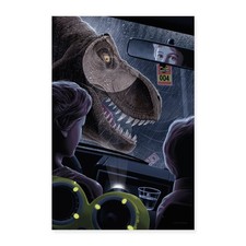 Jurassic Park Begegnung Mit Dem T-Rex Im Auto Poster 40x60 cm, One size, Weiß