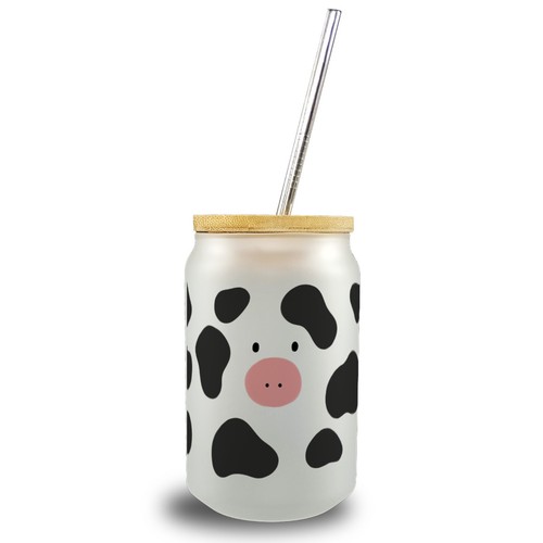 Kuh trinkglas mit bambusdeckel - trinkglas,