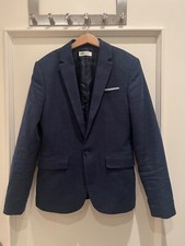 Sakko Jacke Jungen H&M Gr. 164 Baumwolle/Leinen blau - neuwertig