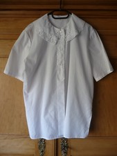 Vintage Bluse weiß bestickt mit Spitzenkragen, Größe 42