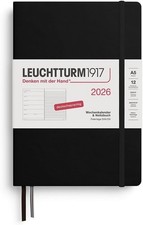 Leuchtturm - Wochenkalender & Notizbuch Medium A5, Schwarz, Deutsch 2026