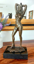 Bronzefigur Jungfrau Bronze Skulptur Frau Statue Akt Venus Erotik Deko Kunst