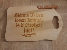 Vesperbrettle mit integriertem Messer und Spruch, Gebraucht