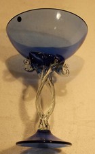 Blau Deko Glasschale gewundener Fuss  Höhe 20cm gebraucht