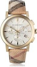 38mm Burberry swissmade Luxus Chronograph BU 9752 the City neuwertig vergoldet