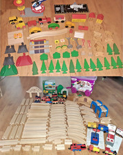 XXL Brio Eichhorn Holzeisenbahn Konvolut elektrisch Infrarot Brücken Tunnel Set