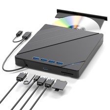 7 in 1 Externes CD/DVD Laufwerk USB 3.0 Brenner Player für PC Laptop Windows 10
