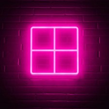 Neon led light building - building, block