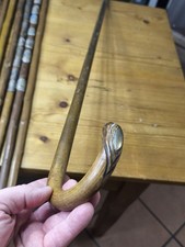 Alter Wanderstock Flanierstock mit handgemachter silberner Metall-Intarsie 91 cm