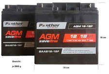 2 Panther Akkus AGM 18Ah 12V Bleiakkus z.B. für Seniorenmobil