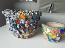 DDR Bruchstein Pflanztopf Übertopf Tontopf Granit Naturstein Alt Topf Handarbeit