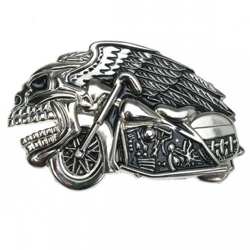 Biker buckle flying skull - biker, buckle,