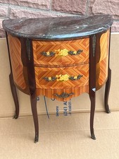 BarockMassivholzNussbaum Marmor Paltte 2 Schubladen Intarsien Kommode 73 cm Hoch