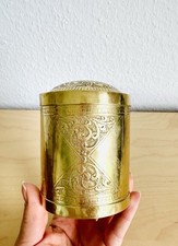 Verzierte Messing Tabakdose Antike Messingdose gravierte Teedose Jugendstil